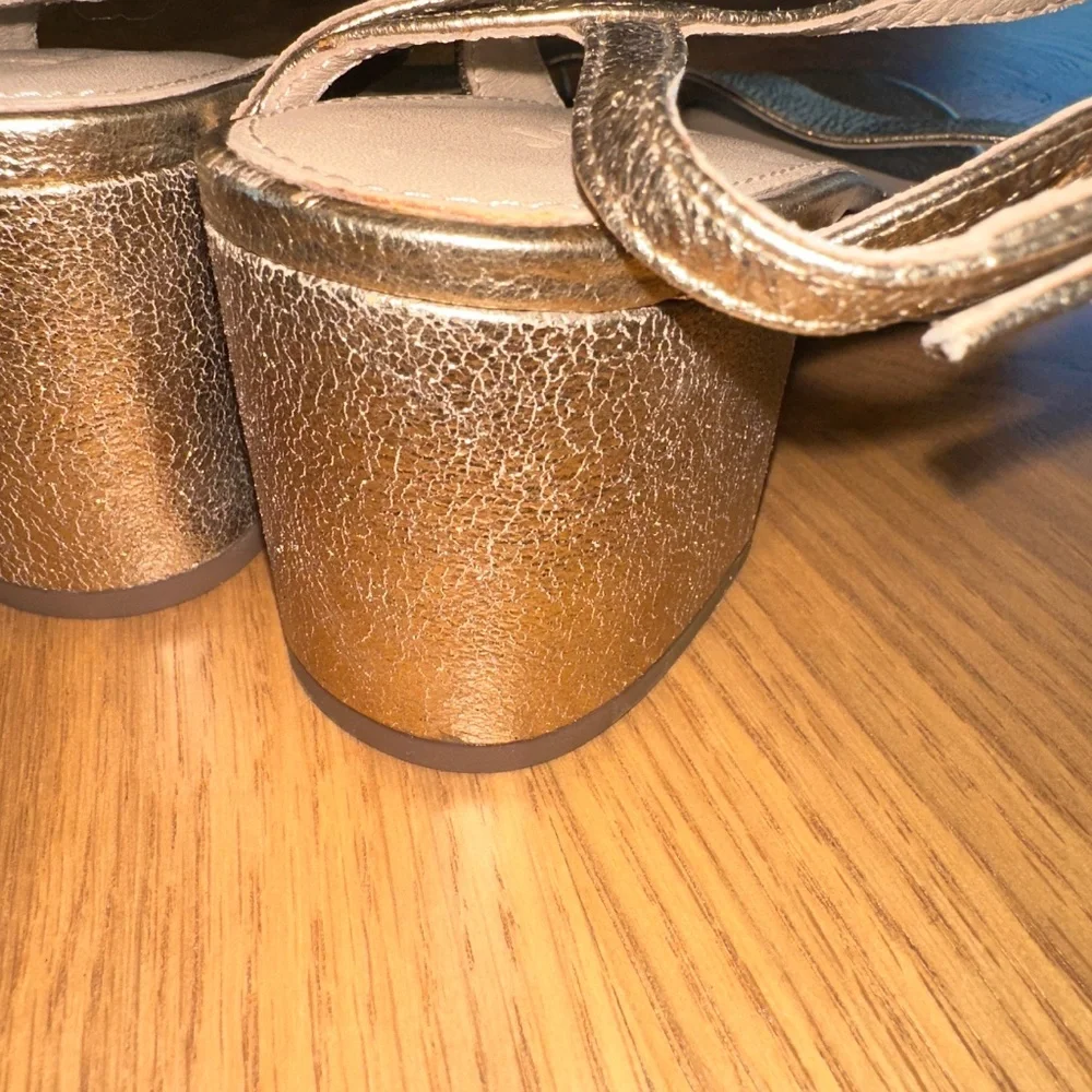 NWOT J. Crew Strappy block-heel sandals (60mm) in metallic gold leather - Picture 6 of 6